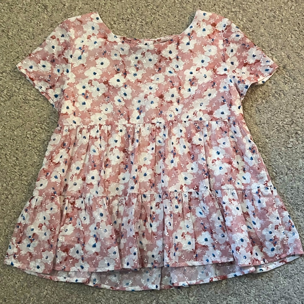 Pink Lily Floral Blouse Size Small